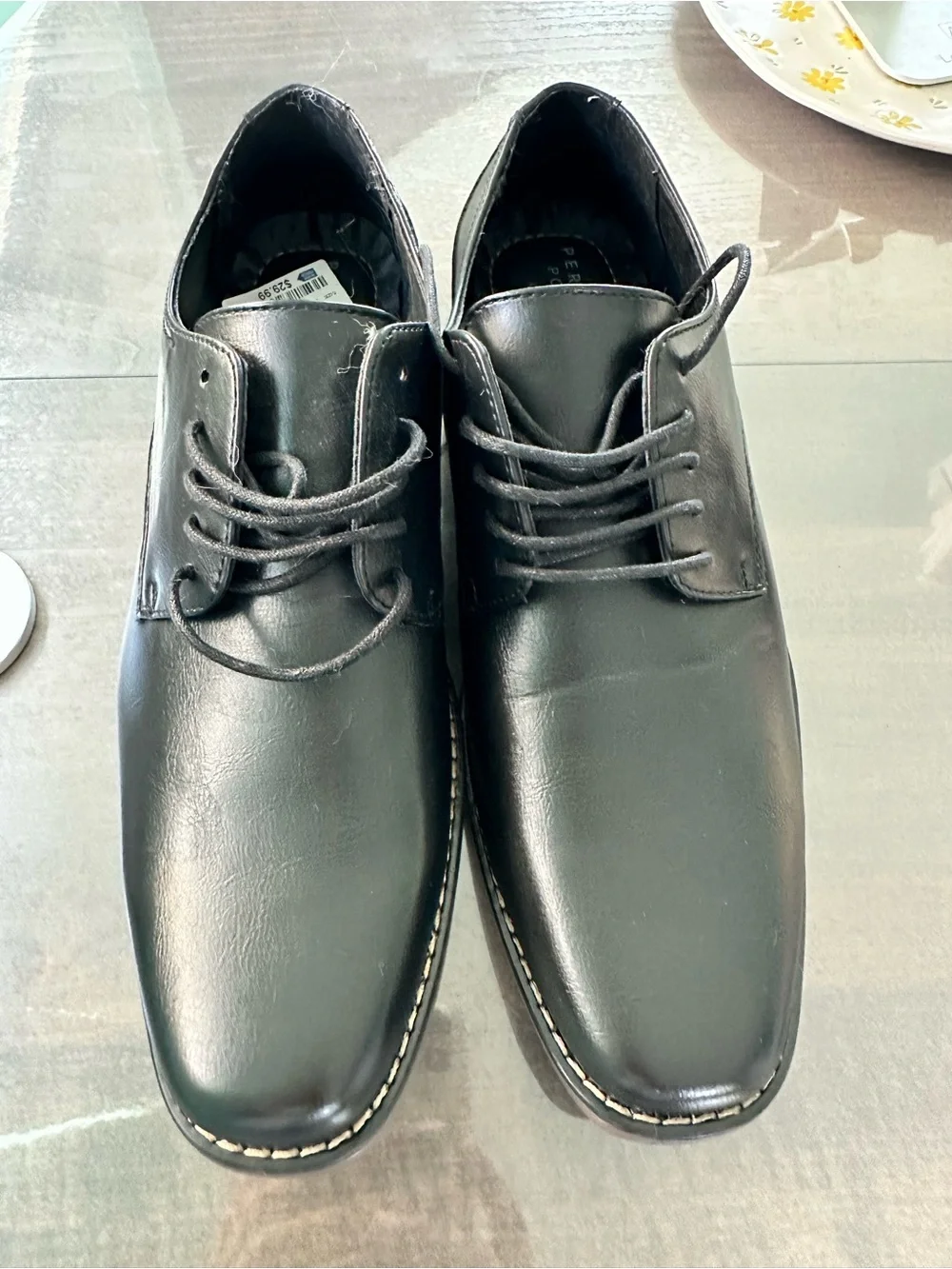Perry Ellis Black Lace-Up Derby Shoes